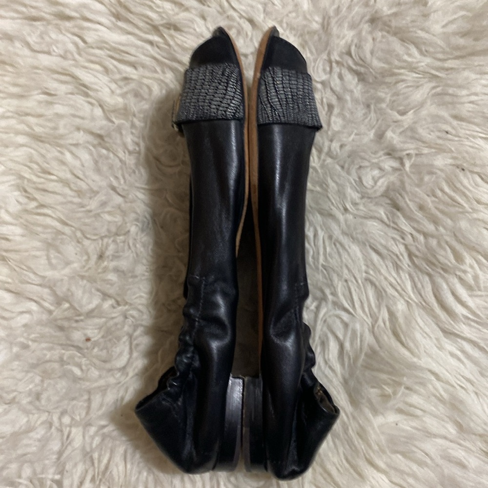 AGL Attilo Giusti Leombruni Peep Toe Leather Ballet Flats Shoes Italy Size 39.5 - Picture 5 of 10